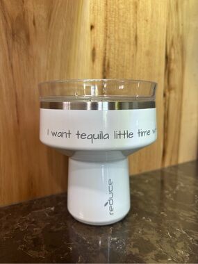 Reduce White Margarita Glass with Laser Engraved Text